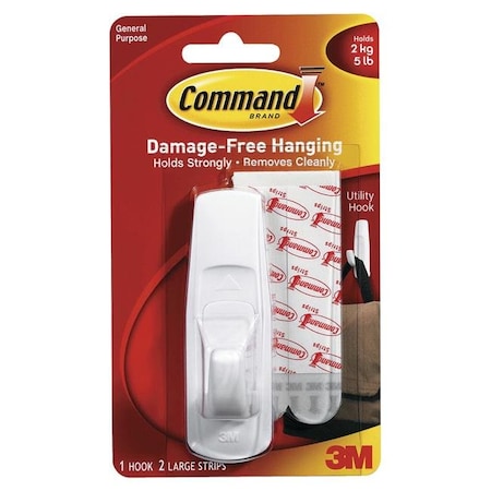 Command Command 023202 Reusable Utility Hook With Removable Adhesive Strips; Large 23202